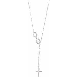 14K White Gold 1/5 CTW Natural Diamond Infinity-Inspired Cross 18" Necklace