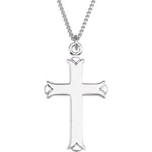 Sterling Silver 27x18 mm Cross 18" Necklace