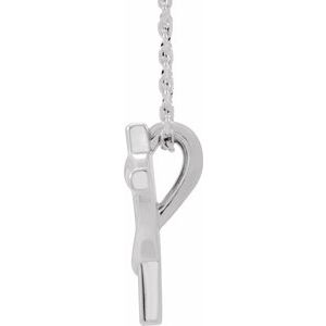 Platinum Youth Cross with Heart 15" Necklace