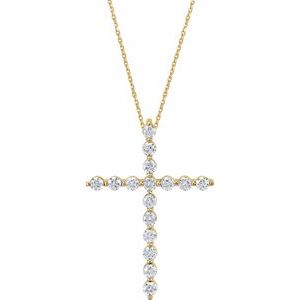 14K Yellow Gold 1/2 CTW Natural Diamond Cross 18" Necklace
