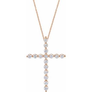 14K Rose Gold 1/2 CTW Natural Diamond Cross 18" Necklace