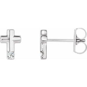 Sterling Silver .03 CTW Natural Diamond Cross Earrings