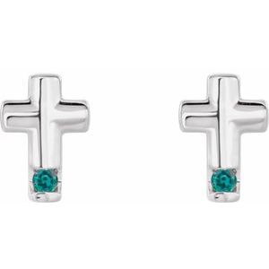 Sterling Silver Natural Alexandrite Cross Earrings