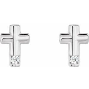 Sterling Silver .03 CTW Natural Diamond Cross Earrings
