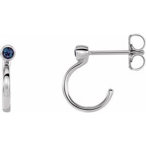 Platinum 2.5 mm Natural Alexandrite Huggie J-Hoop Earring