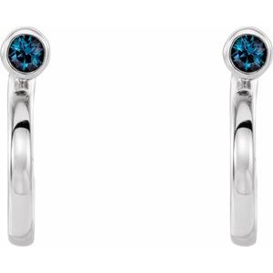 Platinum 3 mm Lab-Grown Alexandrite Huggie J-Hoop Earring
