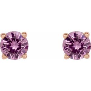 14K Rose Gold 2.5 mm Natural Pink Sapphire Earrings