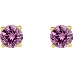 14K Yellow Gold 5 mm Natural Pink Sapphire Earrings