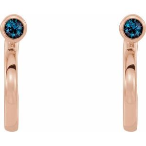 14K Rose Gold 2 mm Lab-Grown Alexandrite Huggie J-Hoop Earring