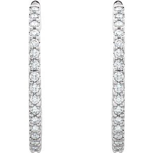 14K White Gold 3 CTW Natural Diamond Inside-Outside 35.3 mm Hoop Earrings