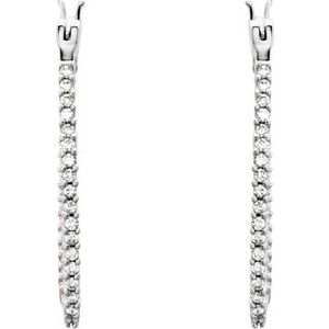 14K White Gold 1/2 CTW Natural Diamond Inside-Outside Hoop Earrings