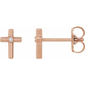14K Rose Gold .03 CTW Natural Diamond Cross Earrings