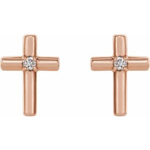 14K Rose Gold .03 CTW Natural Diamond Cross Earrings