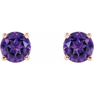 14K Rose Gold 5 mm Natural Amethyst Earrings