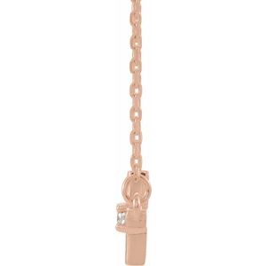 14K Rose Gold .03 CTW Natural Diamond Sideways Cross 16-18" Necklace