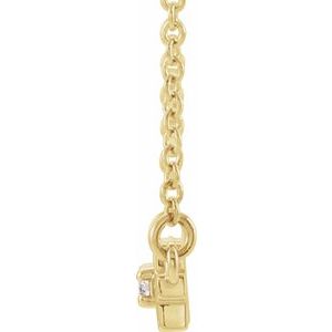 14K Yellow Gold .05 CTW Natural Diamond Sideways Cross Bar 18" Necklace