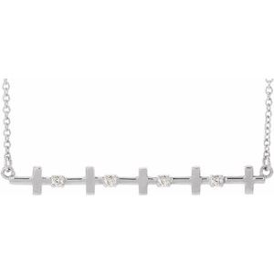 14K Rose Gold .05 CTW Natural Diamond Sideways Cross Bar 18" Necklace