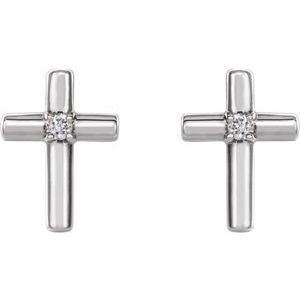 14K White Gold .01 CTW Natural Diamond Cross Earrings