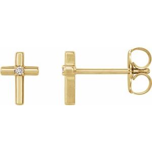 14K Yellow Gold .06 CTW Natural Diamond Cross Earrings