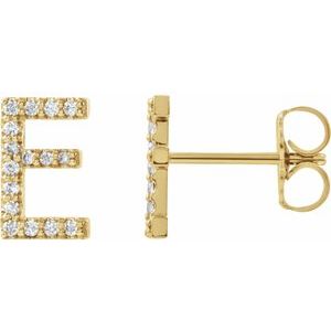14K Yellow Gold .06 CTW Natural Diamond Initial E Earring