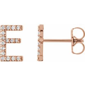 14K Rose Gold .06 CTW Natural Diamond Initial E Earring