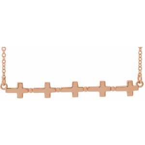 14K Rose Gold Sideways Cross Bar 18" Necklace