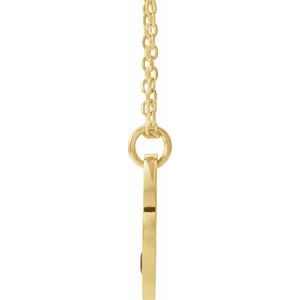 14K Yellow Gold Natural Garnet Pierced Cross Disc 16-18" Necklace