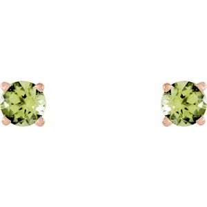 14K Rose Gold 4 mm Natural Peridot Earrings