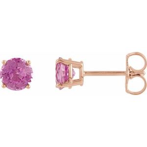 14K Rose Gold 5 mm Natural Pink Tourmaline Earrings