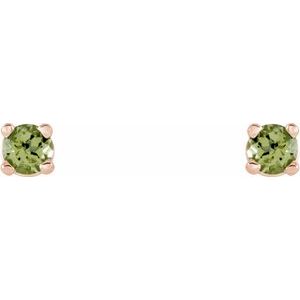 14K Rose Gold 2.5 mm Natural Peridot Earrings