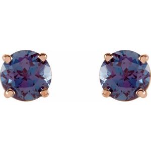 14K Rose Gold 5 mm Lab-Grown Alexandrite Earrings