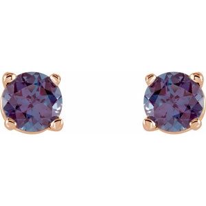 14K Rose Gold Lab-Grown Alexandrite Earring