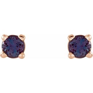 14K Rose Gold 2.5 mm Lab-Grown Alexandrite Earrings
