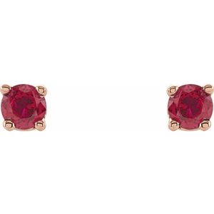 14K Rose Gold 2.5 mm Lab-Grown Ruby Earrings