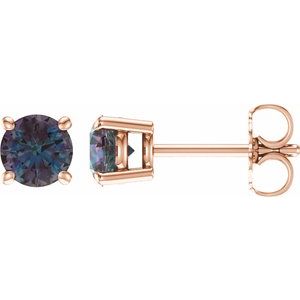 14K Rose Gold 5 mm Lab-Grown Alexandrite Earrings