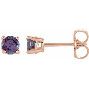 14K Rose Gold 2.5 mm Lab-Grown Alexandrite Earrings
