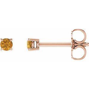 14K Rose Gold 2.5 mm Natural Citrine Earrings