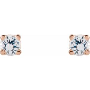 14K Rose Gold 2.5 mm Natural White Sapphire Earrings