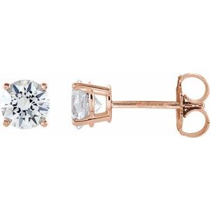 14K Rose Gold 5 mm Natural White Sapphire Earrings