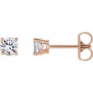 14K Rose Gold 4 mm Natural White Sapphire Earrings