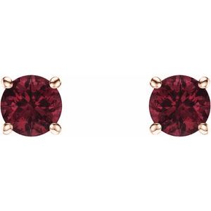 14K Rose Gold 5 mm Natural Mozambique Garnet Earrings