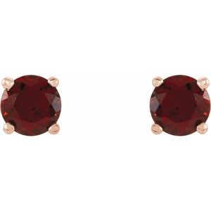 14K Rose Gold 4 mm Natural Mozambique Garnet Earrings