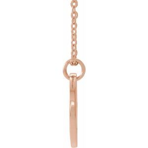 14K Rose Gold Natural Tourmaline Pierced Cross Disc 16-18" Necklace