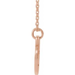 14K Rose Gold Natural Ruby Pierced Cross Disc 16-18" Necklace