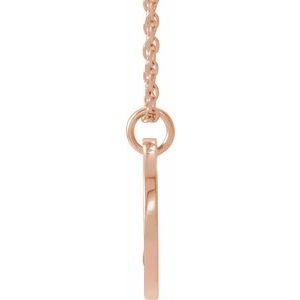 14K Rose Gold Natural Sapphire Pierced Cross Disc 16-18" Necklace