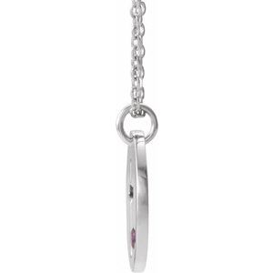 Sterling Silver Imitation Amethyst Pierced Cross Disc 16-18" Necklace