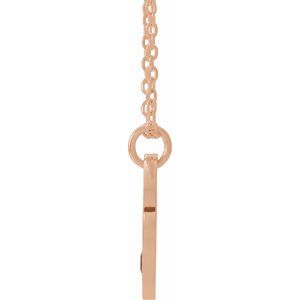 14K Rose Gold Natural Garnet Pierced Cross Disc 16-18" Necklace