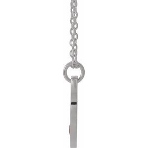 14K White Gold Natural Garnet Pierced Cross Disc 16-18" Necklace
