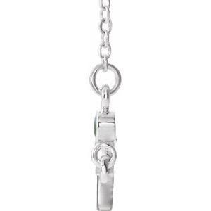 14K White Gold Natural Alexandrite Sideways Cross 16-18" Necklace