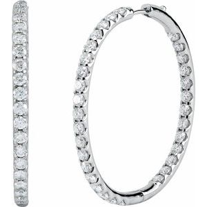 14K White Gold 5 1/8 CTW Natural Diamond Inside-Outside Hinged 42.8 mm Hoop Earrings